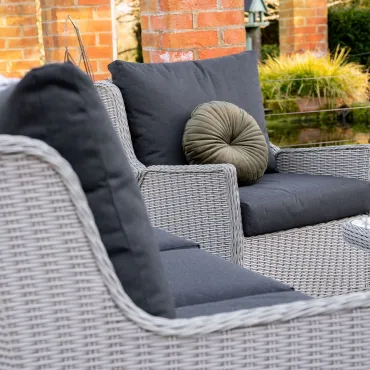 Talia 3 Seater Grande Rattan Lounge Dining Set with 2 Reclining Armchairs and Bench - Rising Table  - 9