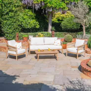 Matilda Rattan Wood 2 Seater Sofa Lounging Set  - 2