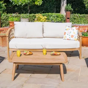 Matilda Rattan Wood 2 Seater Sofa Lounging Set