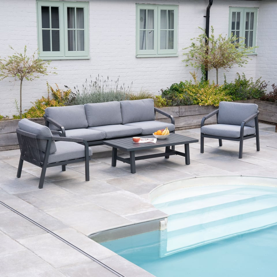 Teagan Aluminium Rope 3 Seater Sofa Lounging