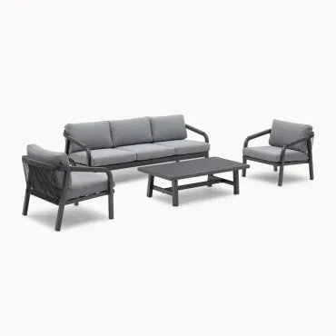 Teagan Aluminium Rope 3 Seater Sofa Lounging