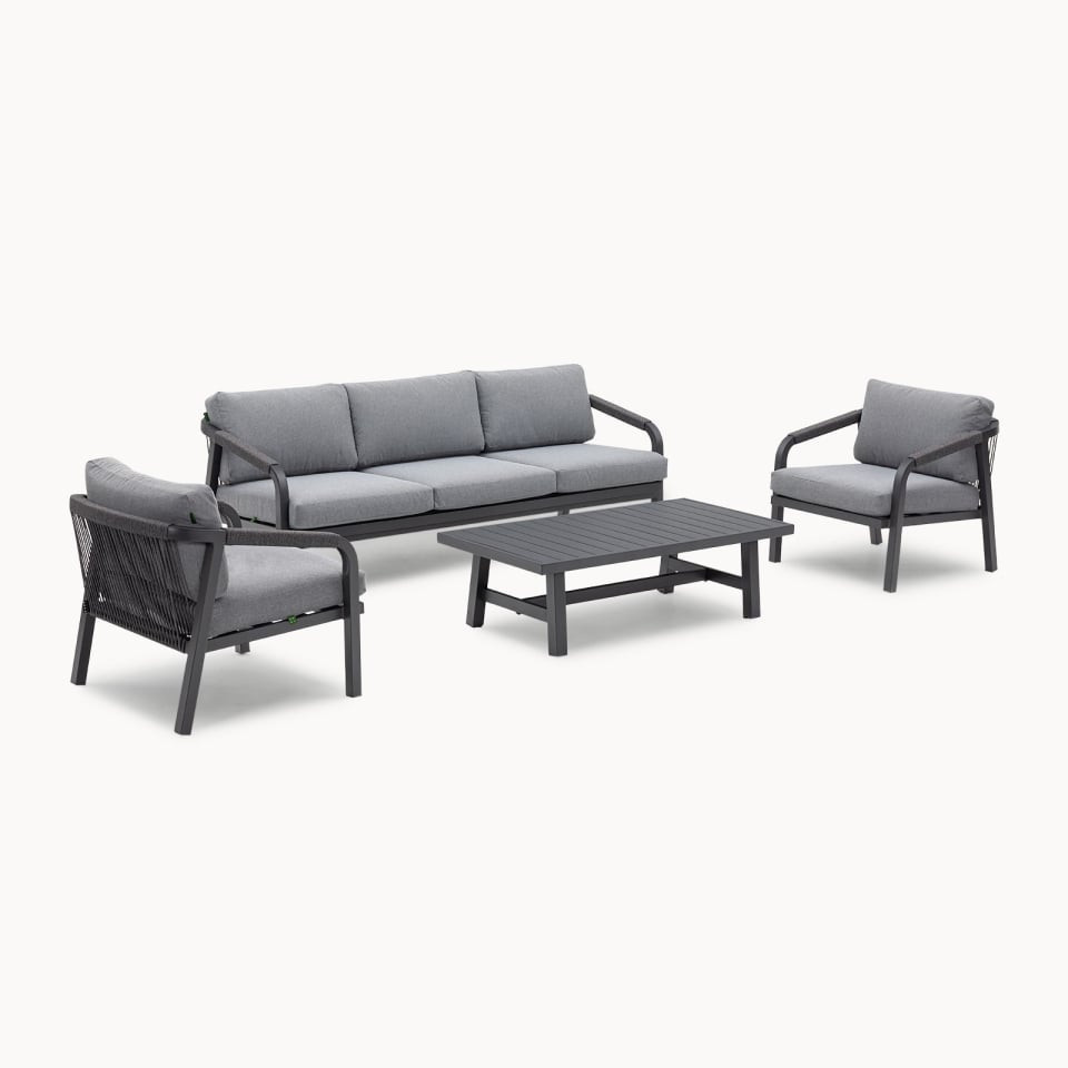 Teagan Aluminium Rope 3 Seater Sofa Lounging