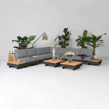 Bryson Aluminium Wood Deluxe Corner Sofa Lounging Set  - 38
