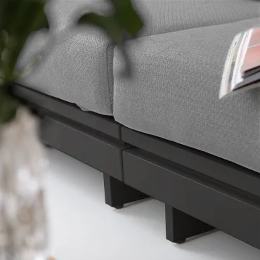 Bryson Aluminium Wood Deluxe Corner Sofa Lounging Set  - 7