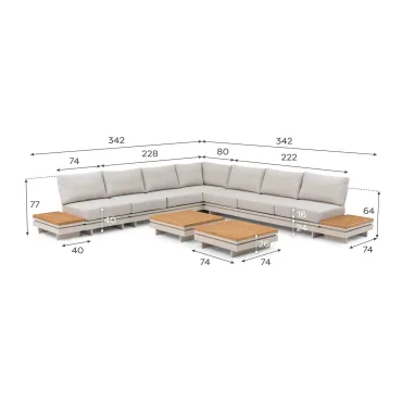 Bryson Aluminium Wood Deluxe Corner Sofa