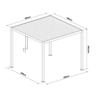 Jupiter 3m x 3m Aluminium Pergola Frame & Manual Operated Galvanised Steel Roof Louvres