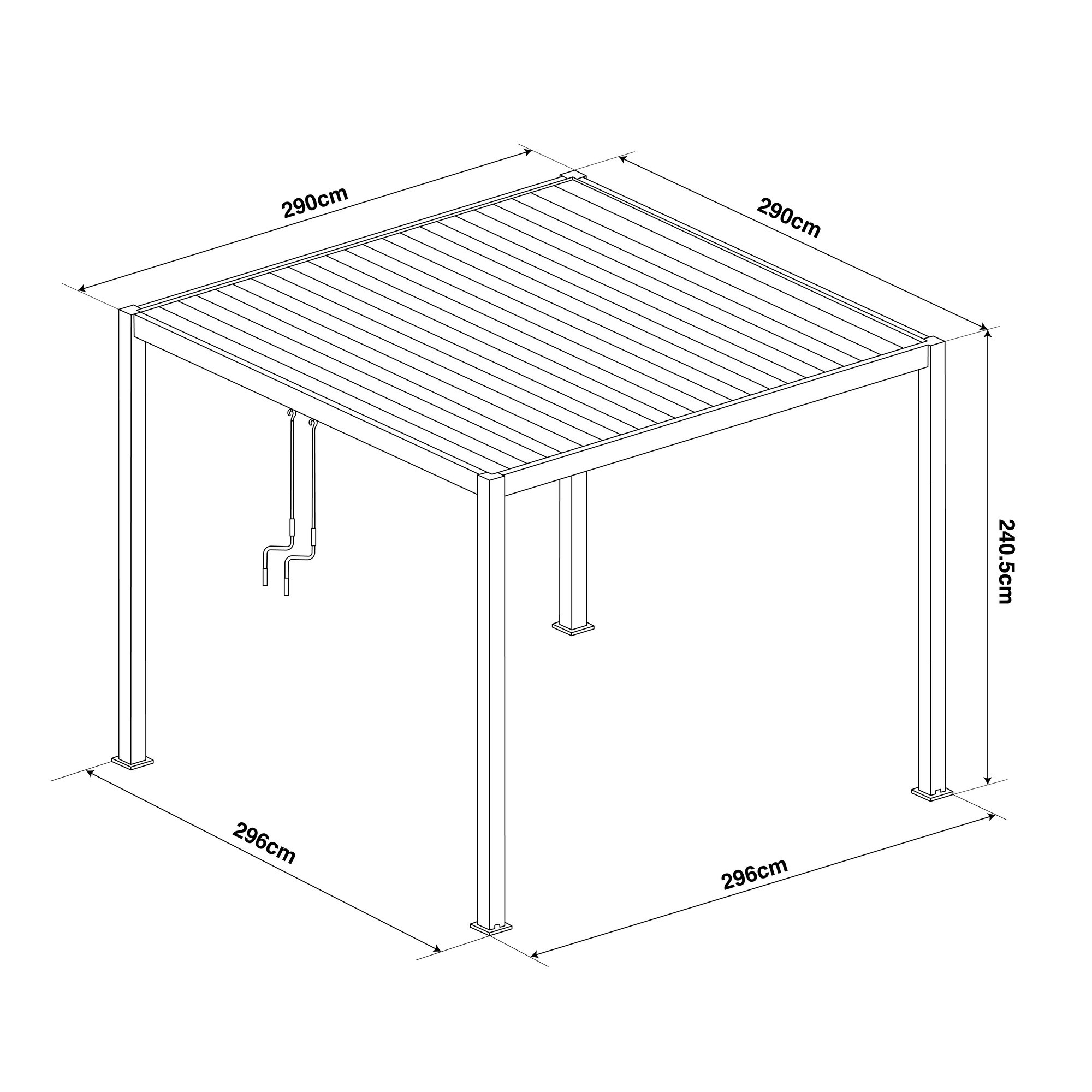 Jupiter 3m x 3m Aluminium Pergola Frame & Manual Operated Galvanised Steel Roof Louvres
