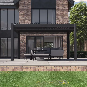 Jupiter 3m x 4m Aluminium Pergola Frame & Manual Operated Galvanised Steel Roof Louvres