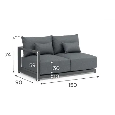 Rex Aluminium Lounging Right Handed Piece