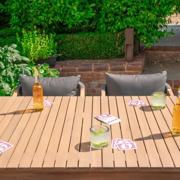 Aida 6 Seat Acacia Wood Rope High Dining Set - Rectangular Table