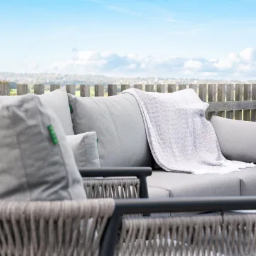 Sophia 3 Seater Rattan Aluminium Lounge Dining Set with 2 Armchairs - Rising Table