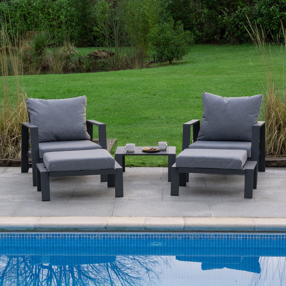 Franklin Aluminium 5 Piece Reclining Lounging Set