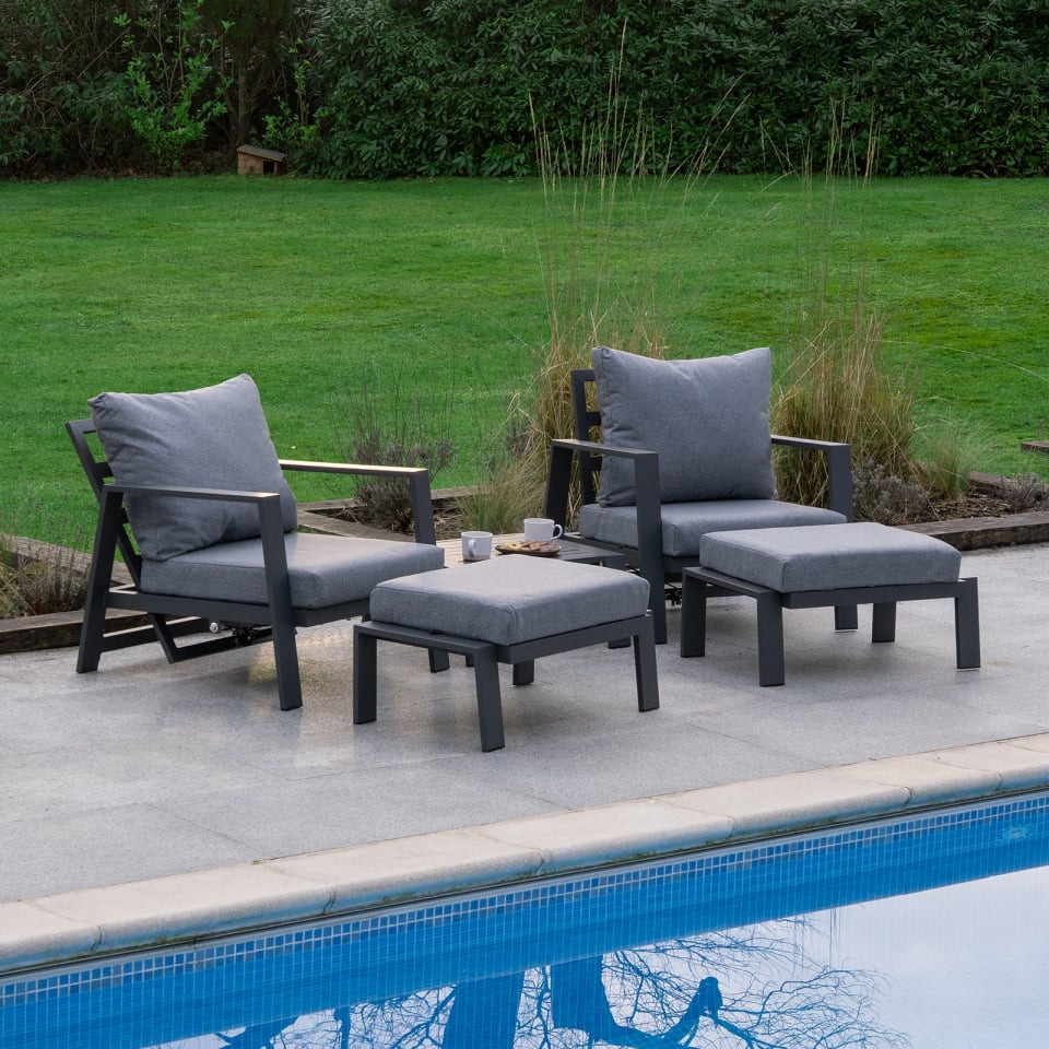 Franklin Aluminium 5 Piece Reclining Lounging Set
