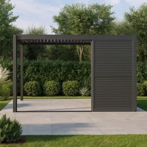 Como Pergola Sliding Wood Effect Louvre Panel Door 4m  - 2