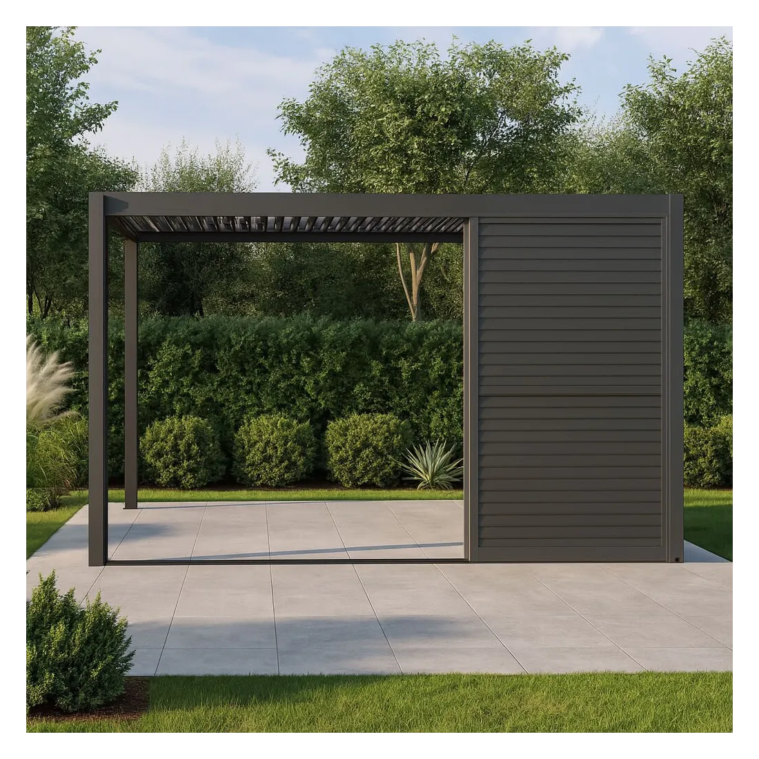 Como Pergola Sliding Wood Effect Louvre Panel Door 4m  - 2