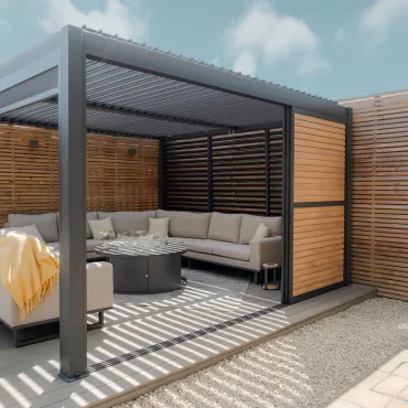 Como Pergola Sliding Wood Effect Louvre Panel Door 4m  - 11