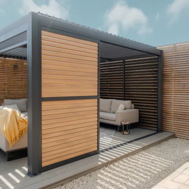 Como Pergola Sliding Wood Effect Louvre Panel Door 4m  - 12