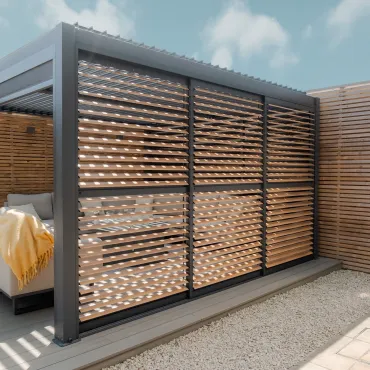 Como Pergola Sliding Wood Effect Louvre Panel Door 4m  - 13