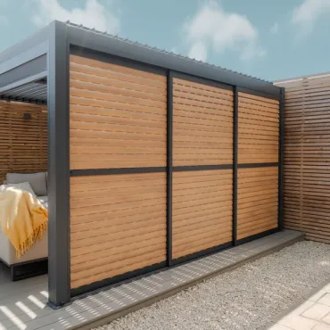 Como Pergola Sliding Wood Effect Louvre Panel Door 4m  - 14