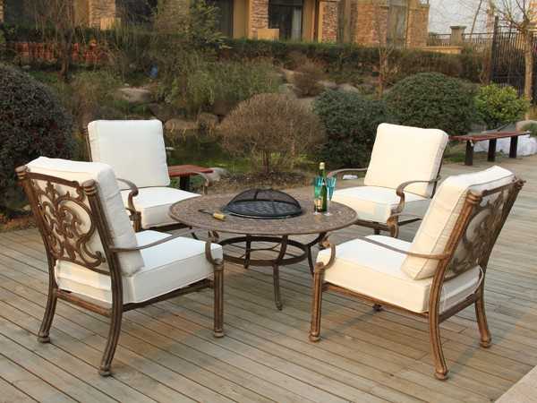 Dynasty Fire Pit Set Cast Aluminium, Fire Pit Bbq Table And Chairs