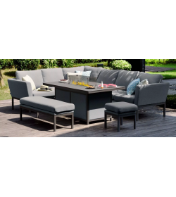 Pulse Rectangular Corner Dining Set - With Fire pit Table
