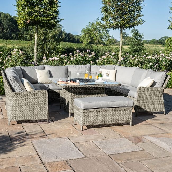 Oxford Royal U Shaped Sofa Set With, Rattan Furniture Set With Fire Pit