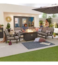 Vogue Dining Corner Sofa Set with Firepit Table & Armchair