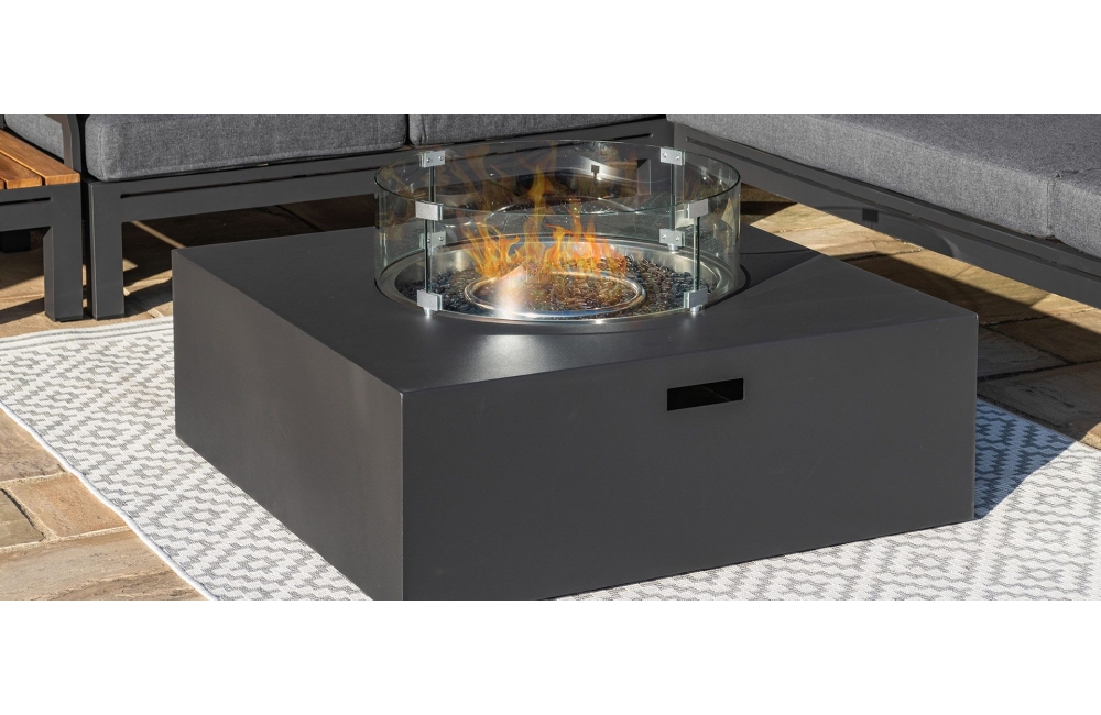 With Square Gas Firepit Table, Large Fire Pit Table