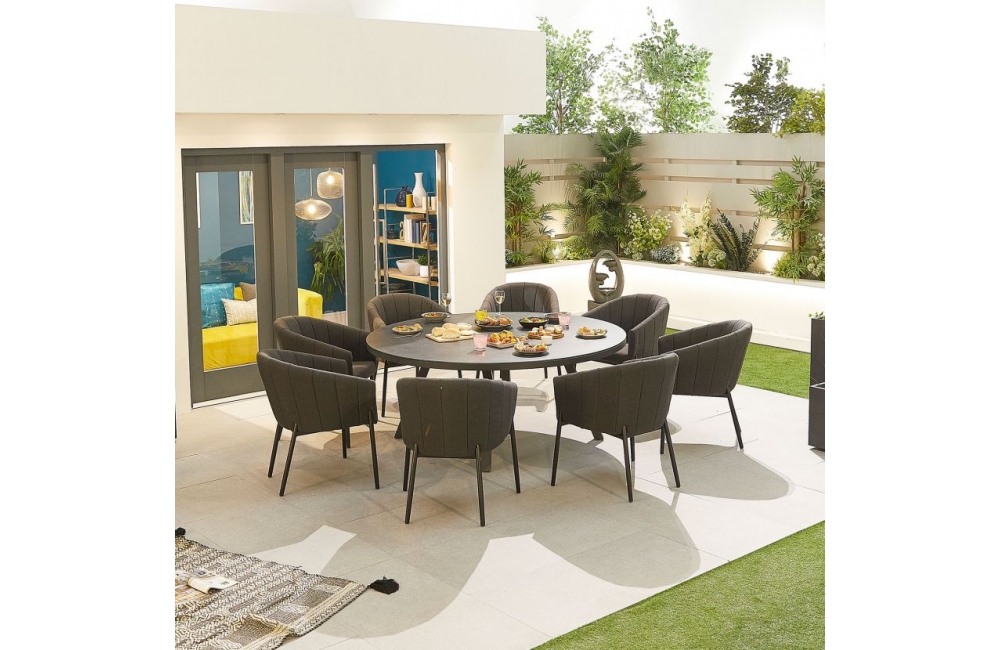 Edge Outdoor Fabric 8 Seat Round Dining Set, 8 Seat Round Dining Table