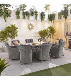 Camilla 8 Seat Dining Set - 2.3m x 1.2m Oval Firepit Table