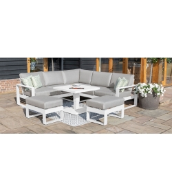 Amalfi Square Corner Dining Set - With Rising Table & Footstools