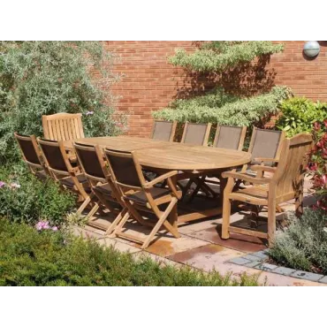 Chunky 3m Table & 10 Chair Set - Certified Teak