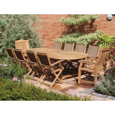 Chunky 3m Table & 10 Chair Set - Certified Teak