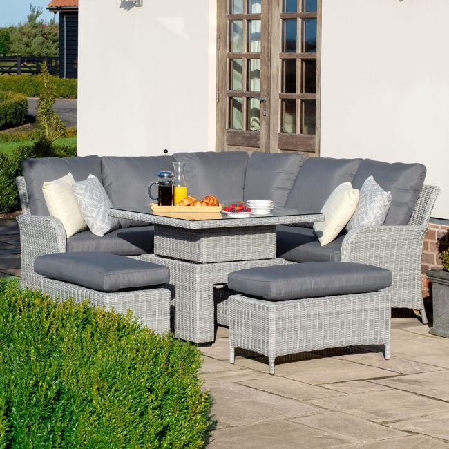 Ascot Square Rattan Corner Dining Set - With Rising Table & Weatherproof Cushions