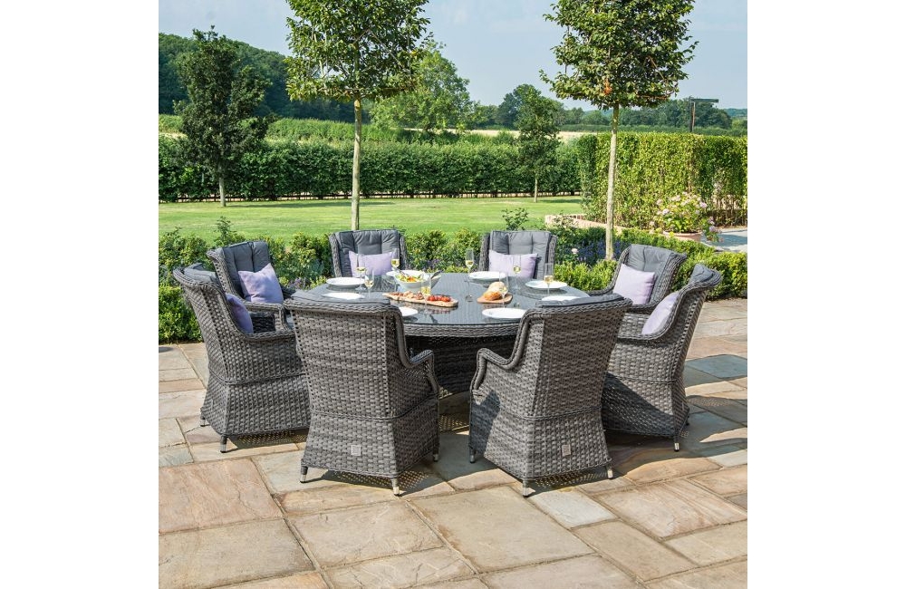 Victoria 8 Seater Round High Back, 8 Seater Round Garden Dining Table And Chairs Set