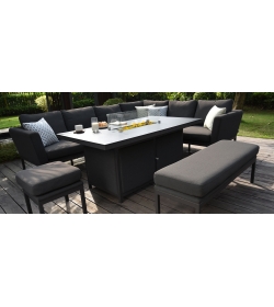 Pulse Left Handed Corner Dining Set - With Fire Pit Table