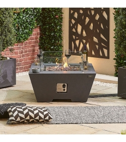 Fireglow Perth Square Gas Firepit Coffee Table with Wind Guard