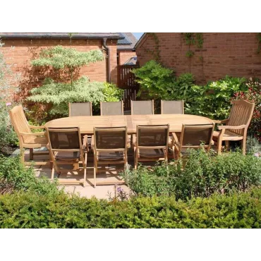 Chunky 3m Oval Table & TNT Chair Set - Certified Teak