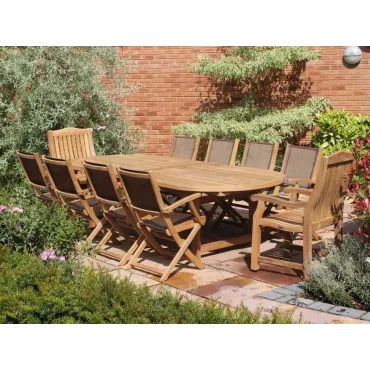 Chunky 3m Oval Table & TNT Chair Set - Certified Teak