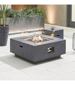 Fireglow Albany Square Gas Firepit Coffee Table with Wind Guard