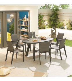 Roma 6 Seat Dining Set - 1.6m x 1m Oval Table