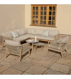 Martinique Rope Weave Corner Sofa Set With 2x Lounge Chairs
