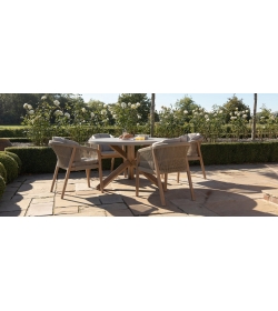 Martinique Rope Weave 4 Seat Round Dining Set