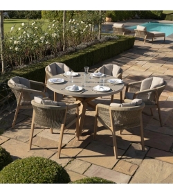 Martinique Rope Weave 6 Seat Round Dining Set