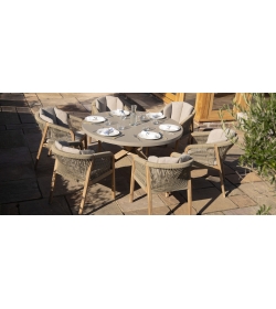 Martinique Rope Weave 6 Seat Round Dining Set