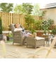 Rattan sofa sets Oyster Rattan 5 Piece Reclining Lounging Set in Oyster