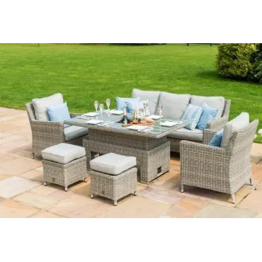Oxford Sofa Rattan Casual Dining Set - Ice Bucket & Rising Table