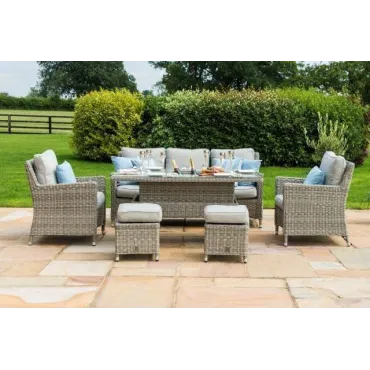 Oxford Sofa Rattan Casual Dining Set - Ice Bucket & Rising Table