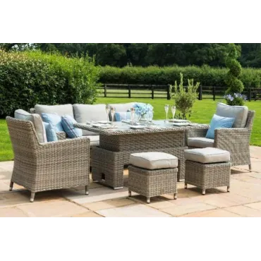 Oxford Sofa Rattan Casual Dining Set - Ice Bucket & Rising Table