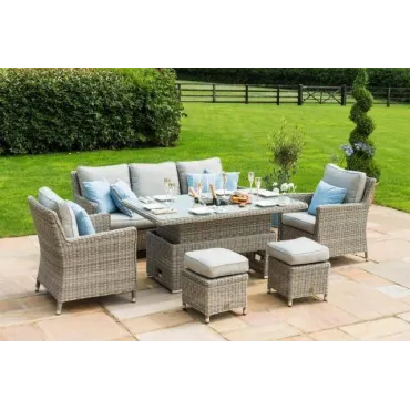 OXFORD SOFA DINING SET WITH ICE BUCKET & RISING TABLE